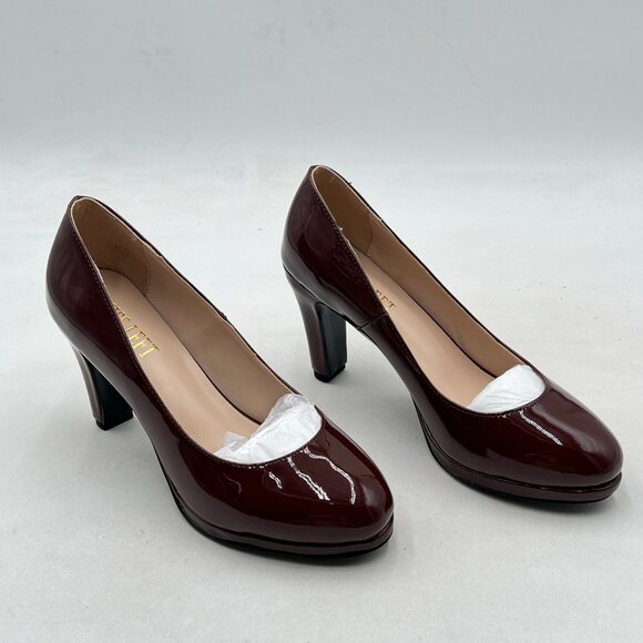 Miss Left Brown Low Platform Chunky High Heels Slip On Closed Round Toe Pump - Picture 4 of 8